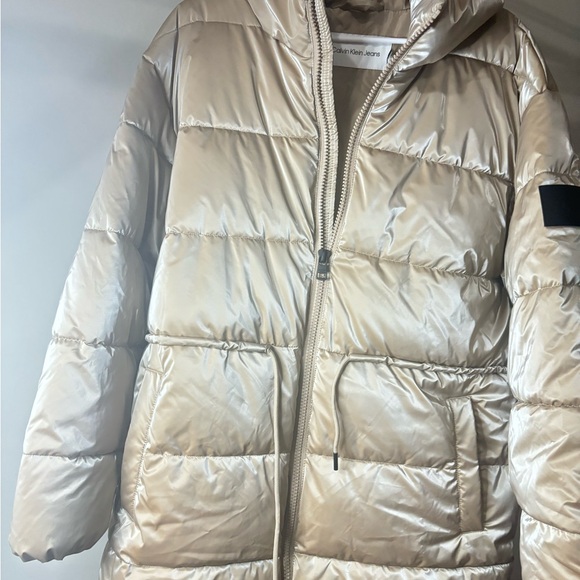 Calvin Klein Jeans Women's Quilted Puffer Hood Jacket in Khaki Size L NWT - Picture 15 of 15